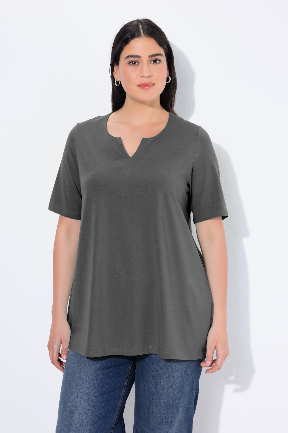 Große Größen T-Shirt, Damen, grau, Größe: 42/44, Baumwolle, Ulla Popken