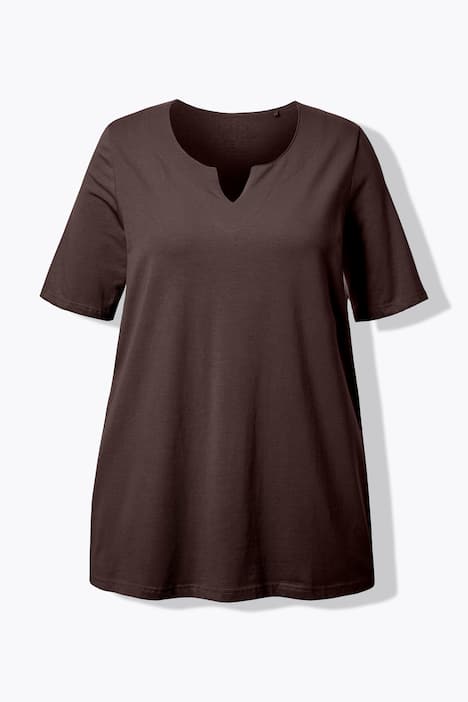 T-shirt manches courtes et col tunisien, coupe évasée