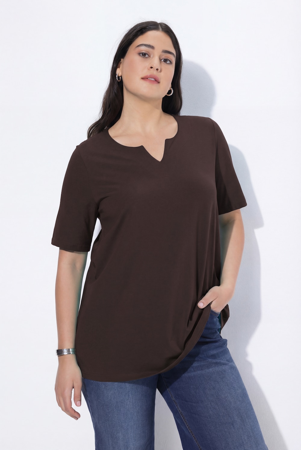 T-Shirt, A-Linie, Tunika-Ausschnitt, Halbarm