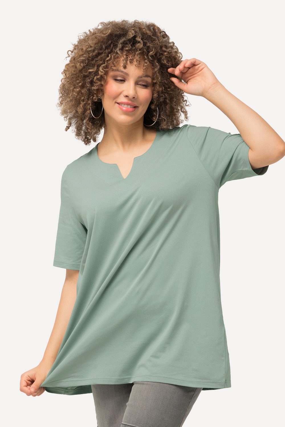 Große Größen T-Shirt, Damen, türkis, Größe: 50/52, Baumwolle, Ulla Popken