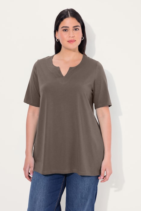 T-shirt, A-lijn, tuniekhals, korte mouw