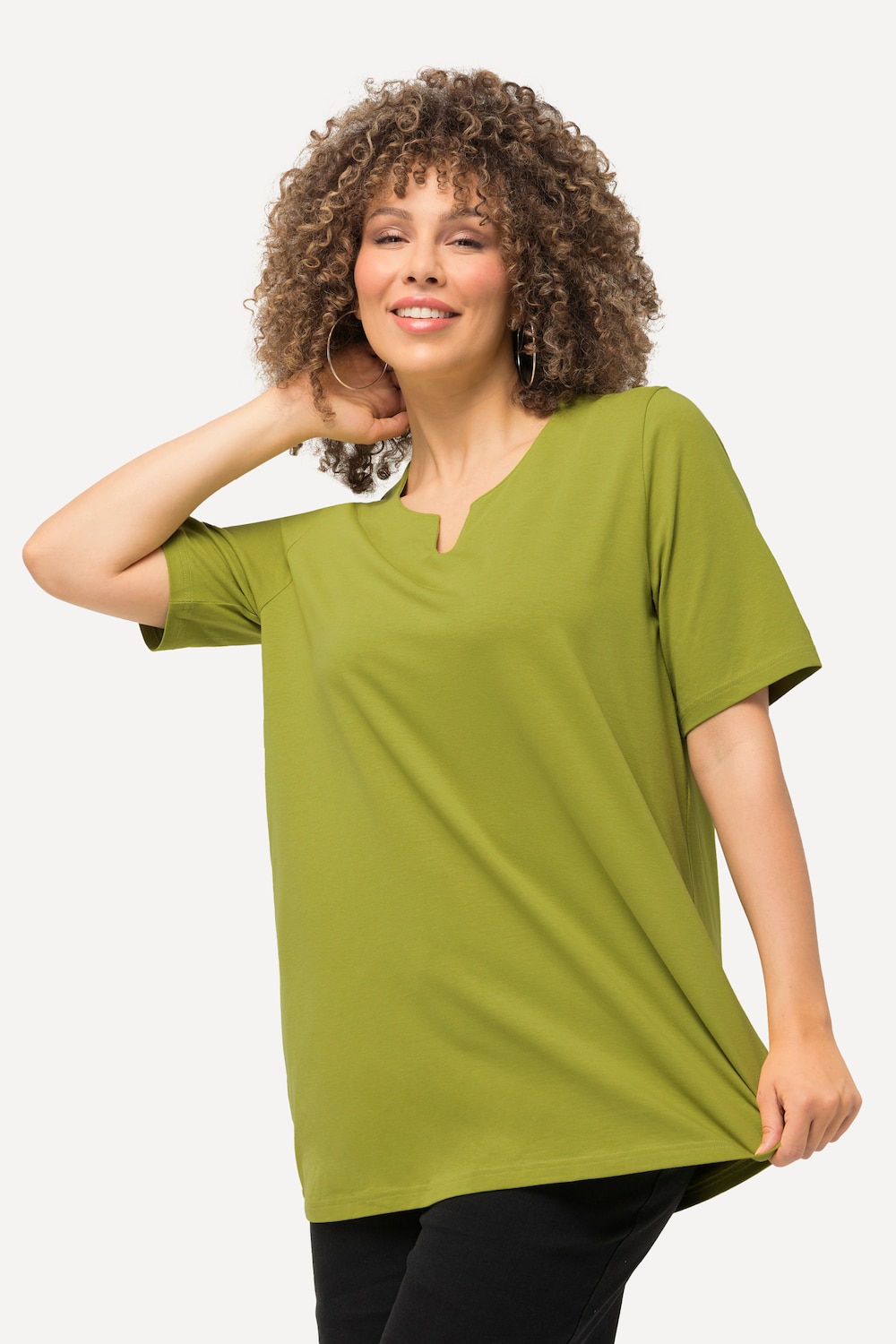 Grote Maten T-shirt, Dames, groen, Maat: 50/52, Katoen, Ulla Popken