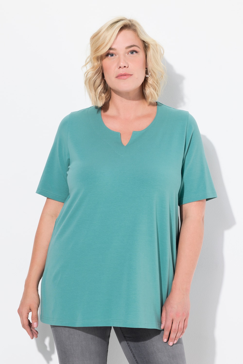 Große Größen T-Shirt, Damen, türkis, Größe: 42/44, Baumwolle, Ulla Popken