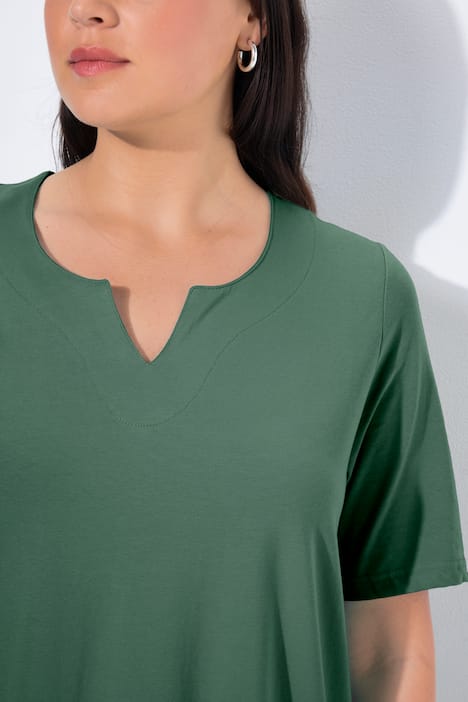 T-Shirt, A-Linie, Tunika-Ausschnitt, Halbarm