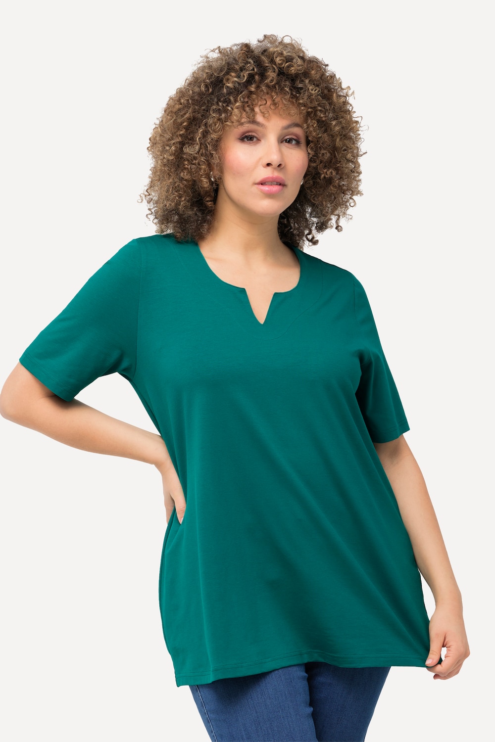 Grote Maten T-shirt, Dames, groen, Maat: 50/52, Katoen, Ulla Popken