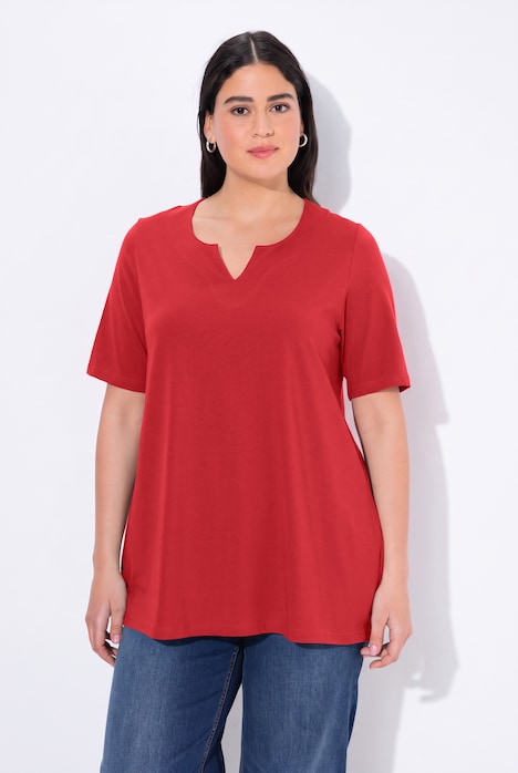 T-Shirt, A-Linie, Tunika-Ausschnitt, Halbarm