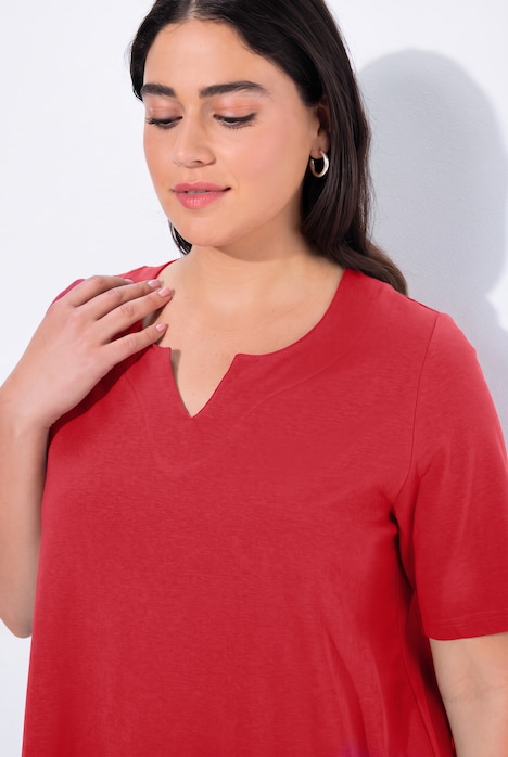 T-Shirt, A-Linie, Tunika-Ausschnitt, Halbarm