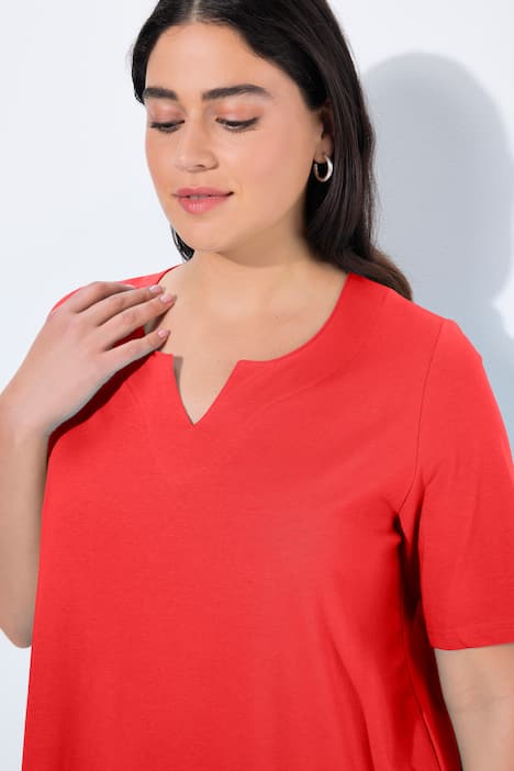 T-shirt, A-lijn, tuniekhals, korte mouw