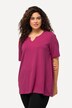 T-shirt, krój trapezowy, dekolt tunikowy, rękaw 1/2
