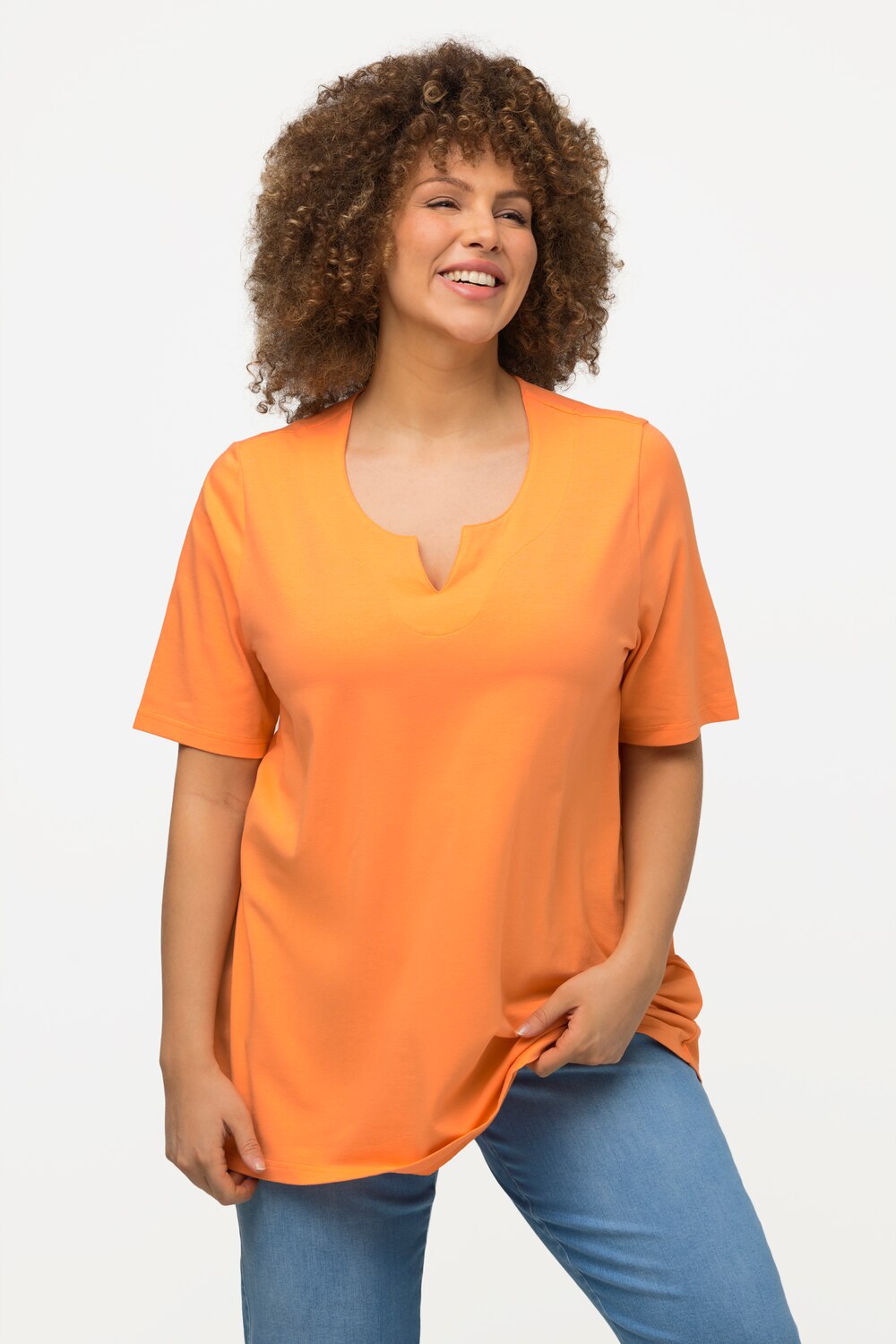 Grote Maten T-shirt, Dames, oranje, Maat: 46/48, Katoen, Ulla Popken