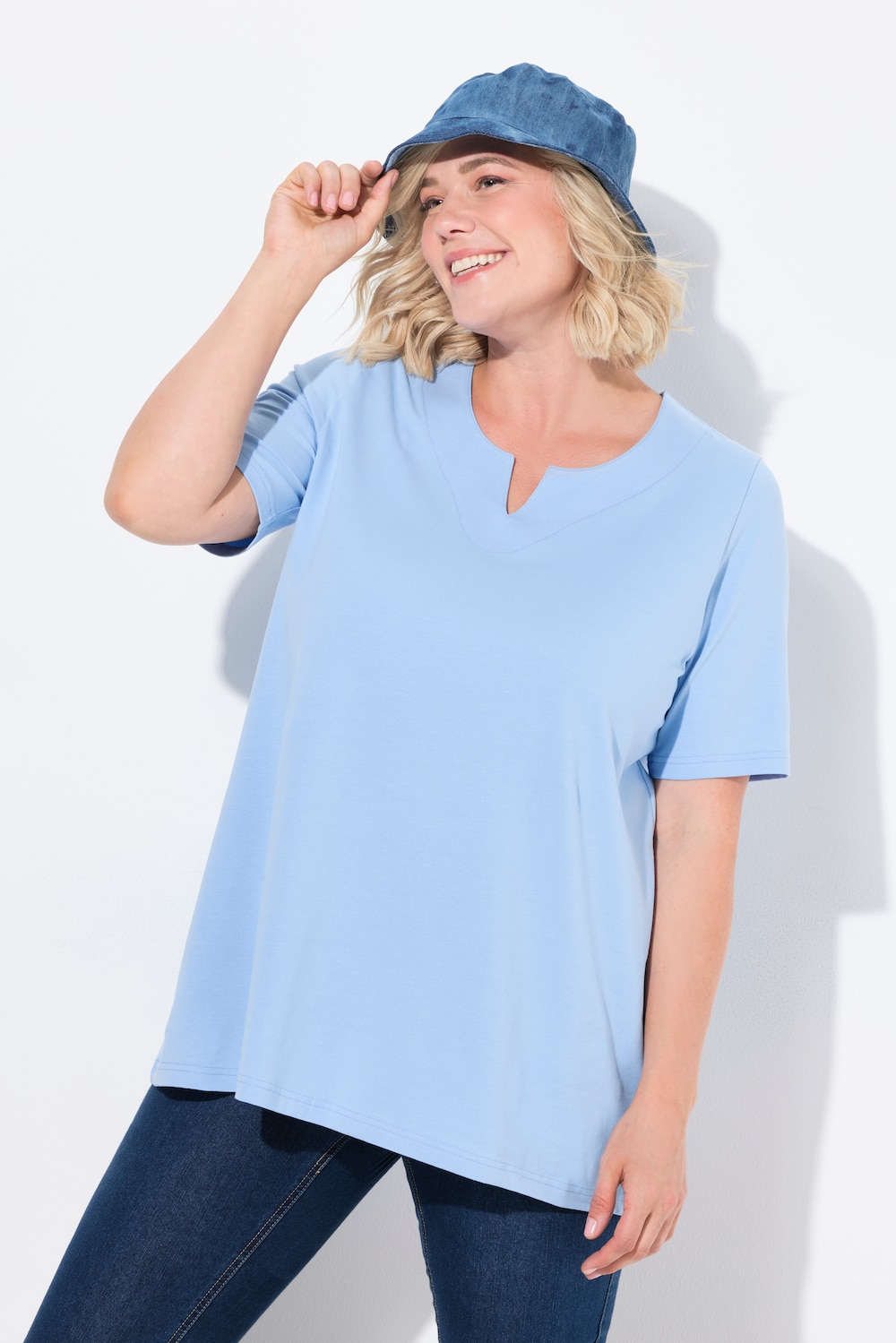 Große Größen T-Shirt, Damen, blau, Größe: 62/64, Baumwolle, Ulla Popken