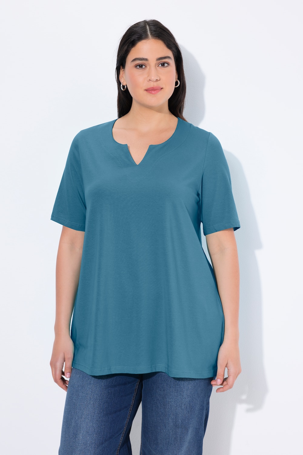 Große Größen T-Shirt, Damen, blau, Größe: 42/44, Baumwolle, Ulla Popken