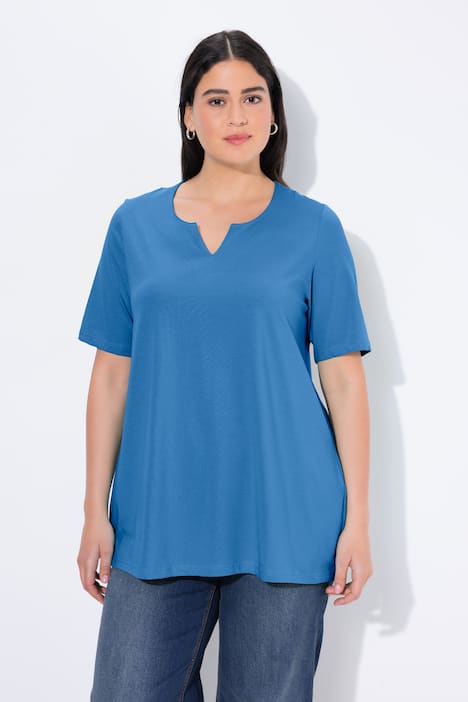 T-Shirt, A-Linie, Tunika-Ausschnitt, Halbarm