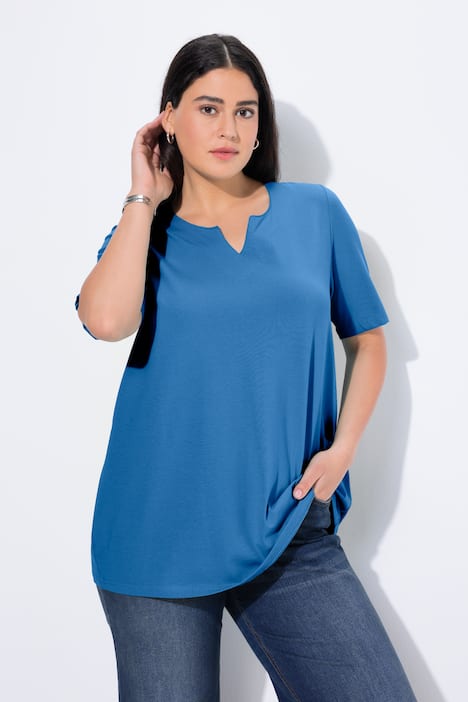 T-Shirt, A-Linie, Tunika-Ausschnitt, Halbarm