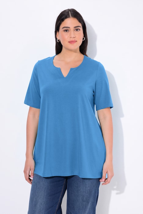 T-Shirt, A-Linie, Tunika-Ausschnitt, Halbarm