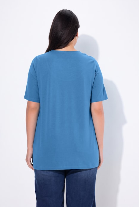 T-Shirt, A-Linie, Tunika-Ausschnitt, Halbarm