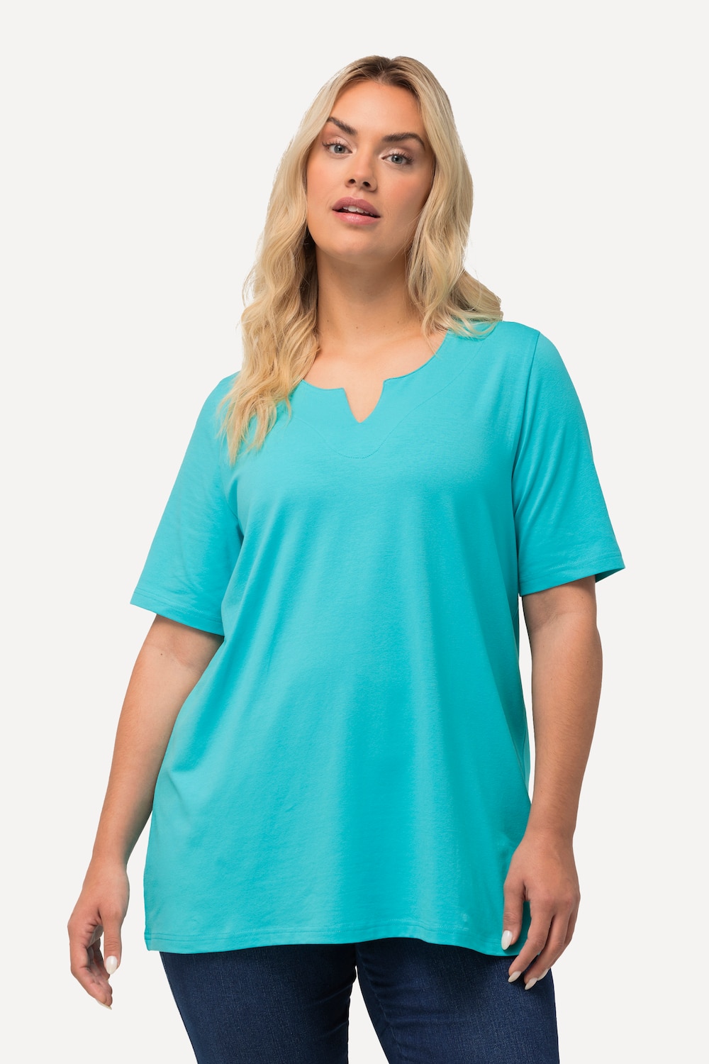 Große Größen T-Shirt, Damen, türkis, Größe: 42/44, Baumwolle, Ulla Popken