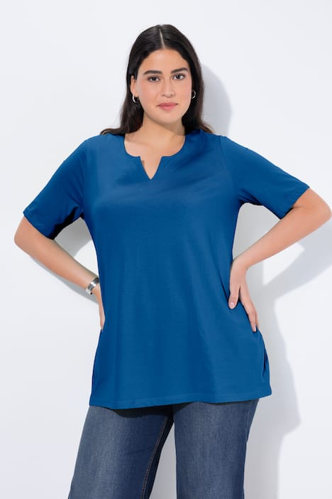 T-Shirt, A-Linie, Tunika-Ausschnitt, Halbarm