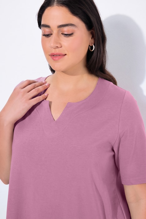 T-Shirt, A-Linie, Tunika-Ausschnitt, Halbarm