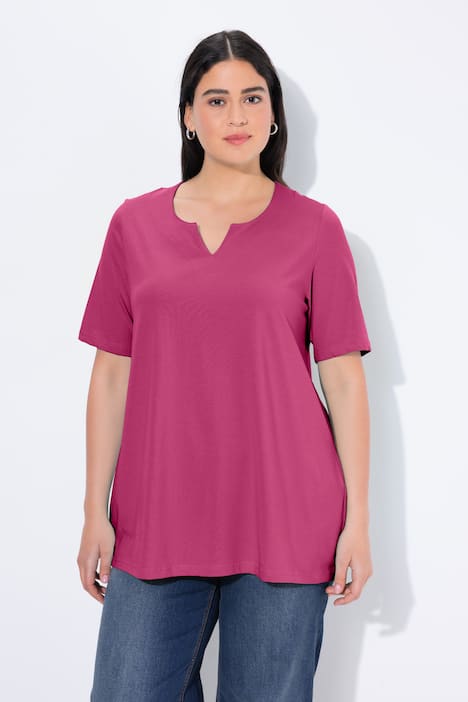 T-Shirt, A-Linie, Tunika-Ausschnitt, Halbarm