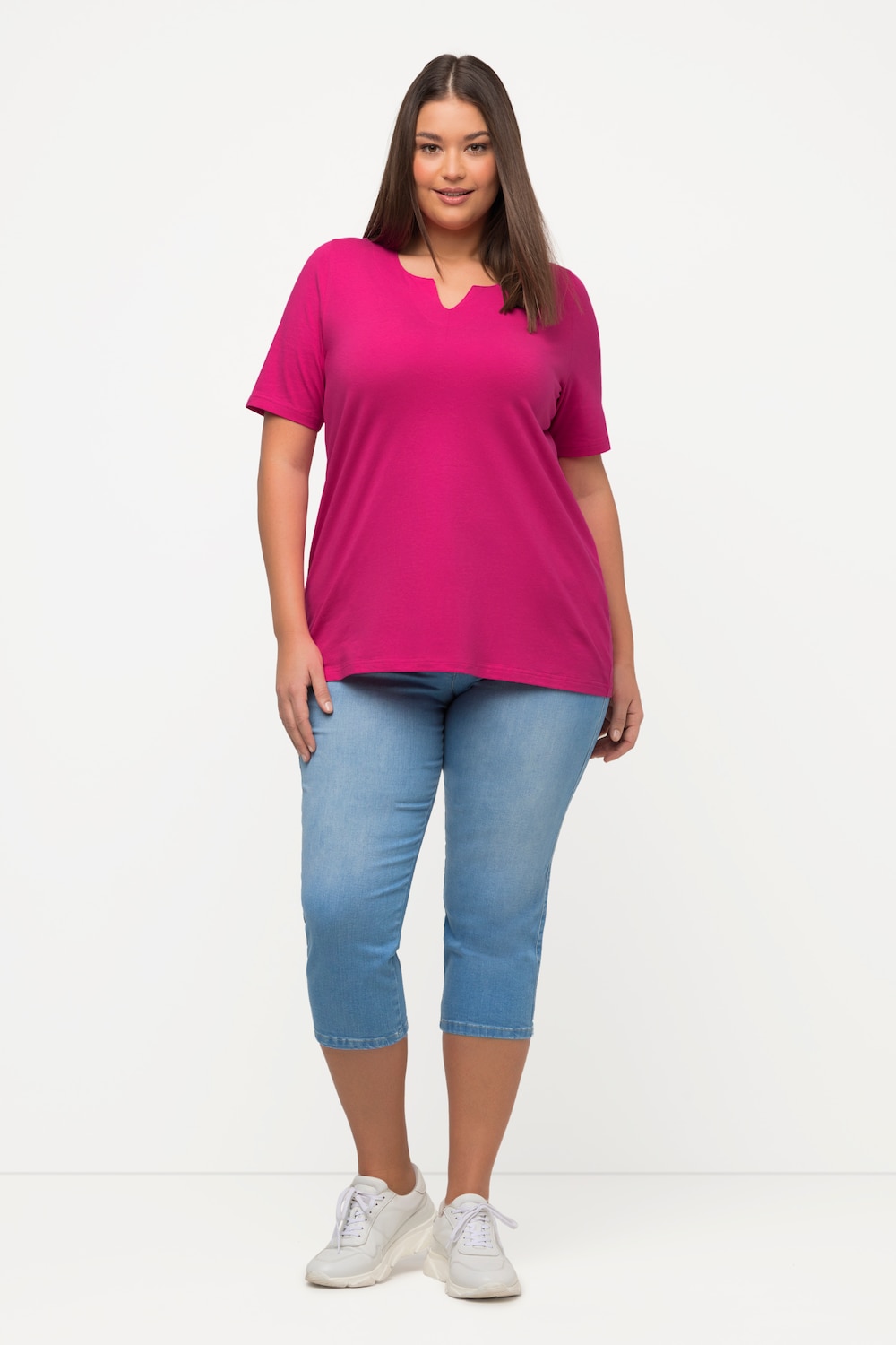 Grote Maten T-shirt, Dames, roze, Maat: 54/56, Katoen, Ulla Popken