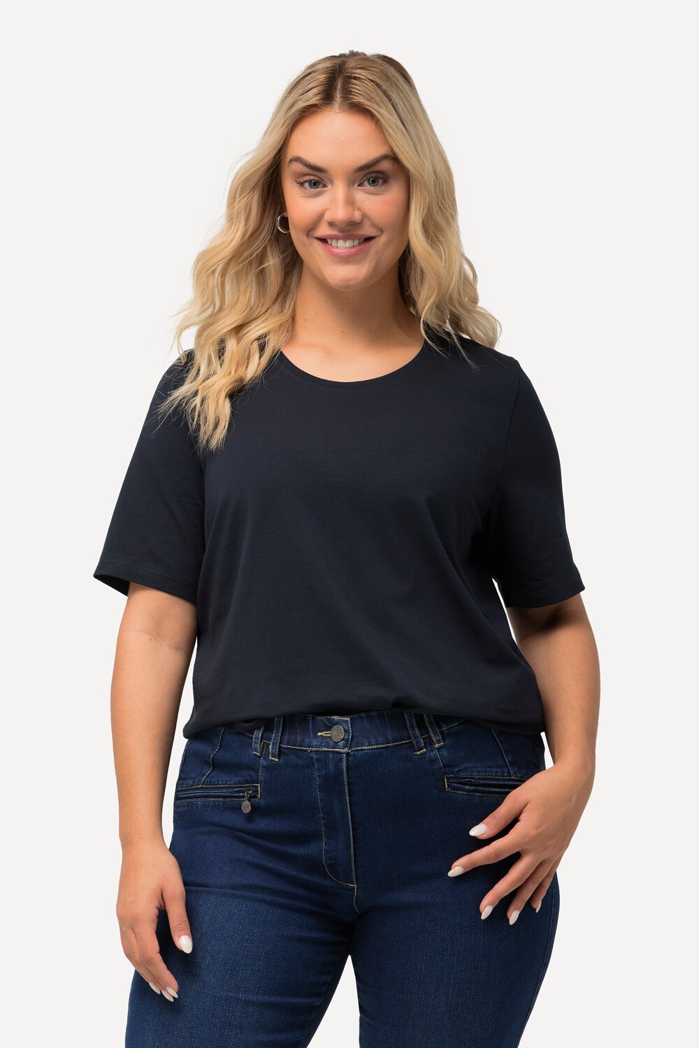 Grote Maten T-shirt, Dames, blauw, Maat: 58/60, Katoen, Ulla Popken