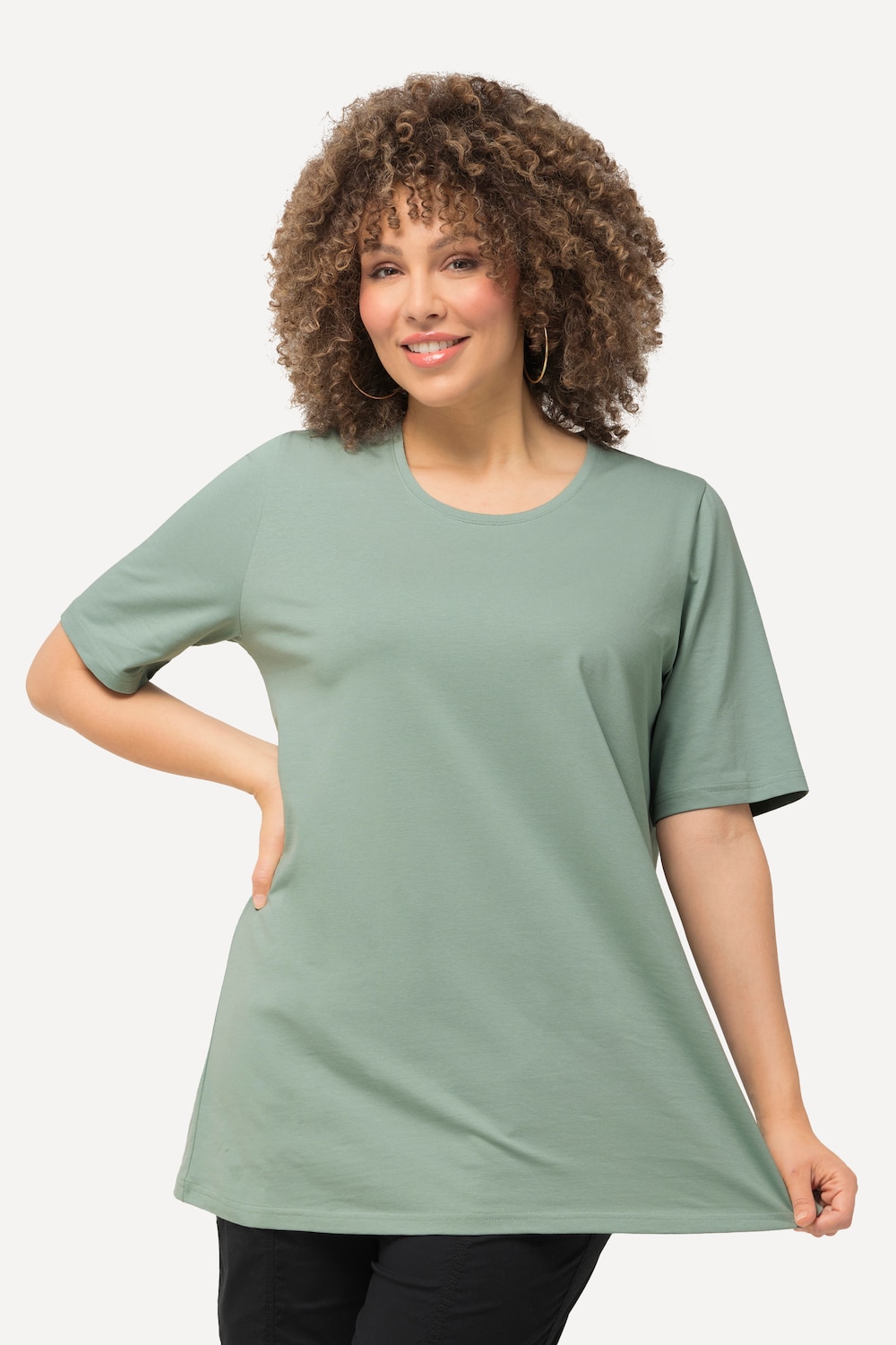 Grote Maten T-shirt, Dames, turquoise, Maat: 50/52, Katoen, Ulla Popken