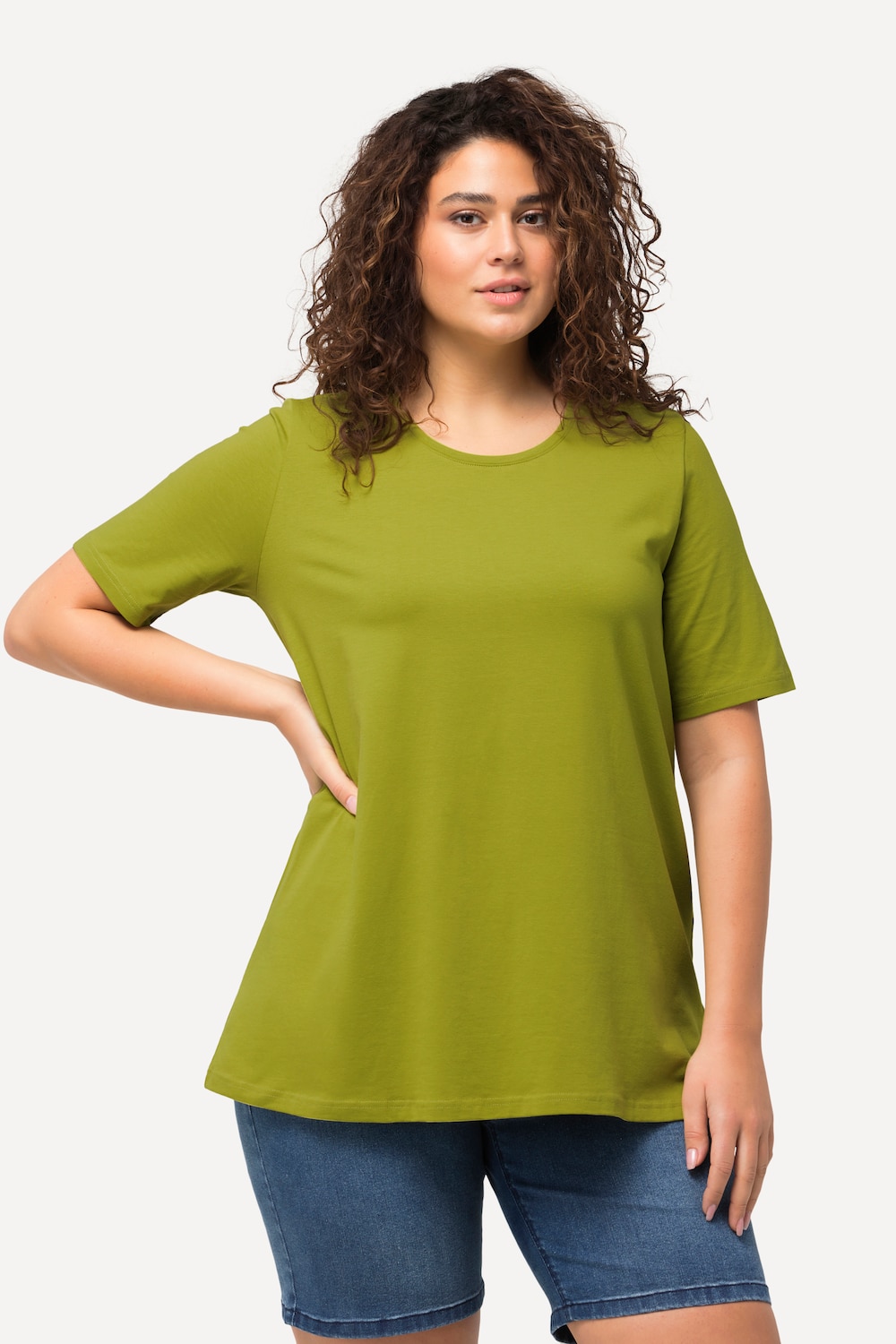 Grote Maten T-shirt, Dames, groen, Maat: 46/48, Katoen, Ulla Popken