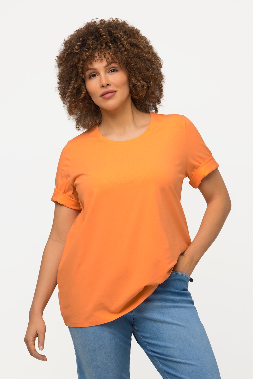 Grote Maten T-shirt, Dames, oranje, Maat: 42/44, Katoen, Ulla Popken