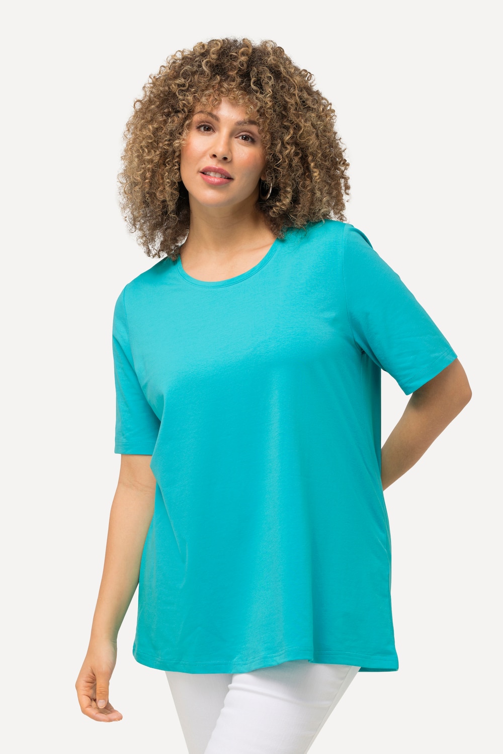 Grote Maten T-shirt, Dames, turquoise, Maat: 58/60, Katoen, Ulla Popken