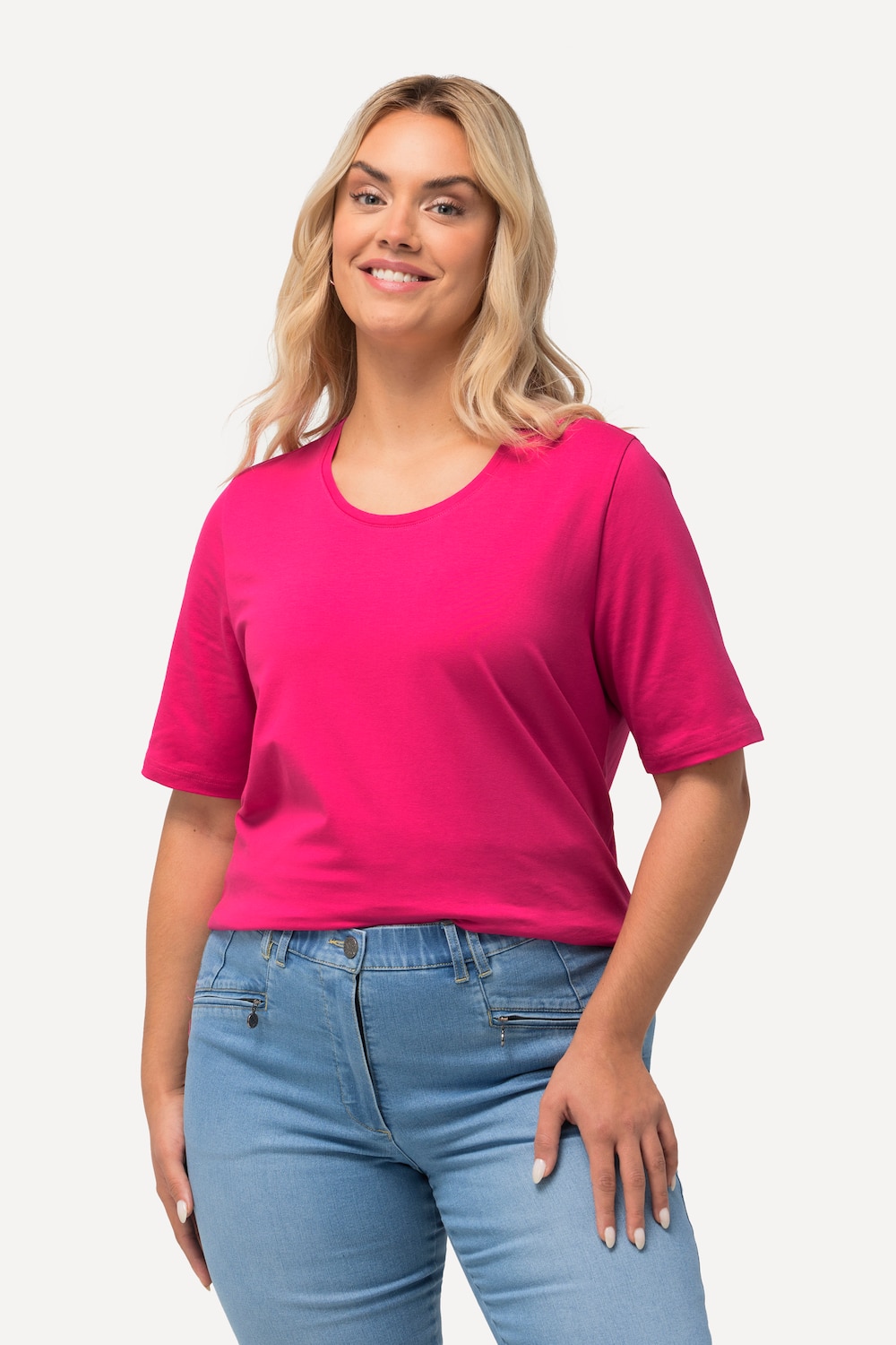 Grote Maten T-shirt, Dames, roze, Maat: 46/48, Katoen, Ulla Popken