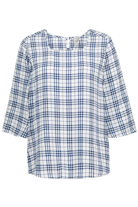 Halenka, kostkovaná, kulatý výstřih, krátké zvonové rukávy