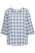 Halenka, kostkovaná, kulatý výstřih, krátké zvonové rukávy