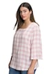 Halenka, kostkovaná, kulatý výstřih, krátké zvonové rukávy