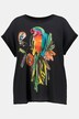 T-shirt z motywem papugi, oversized, okrągły dekolt, krótki rękaw