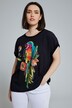 T-shirt z motywem papugi, oversized, okrągły dekolt, krótki rękaw