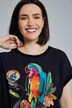 T-shirt z motywem papugi, oversized, okrągły dekolt, krótki rękaw