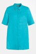 Linen Button Front Short Sleeve Tunic Blouse