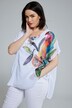 Parrot Print Round Neck Chiffon Layer Blouse
