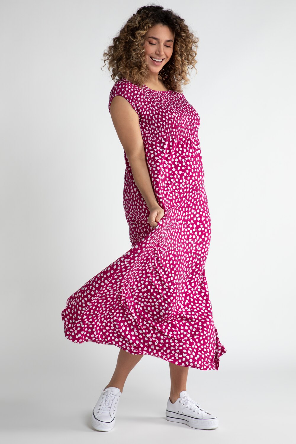 Grote Maten smokjurk, Dames, roze, Maat: 50/52, Viscose, Ulla Popken