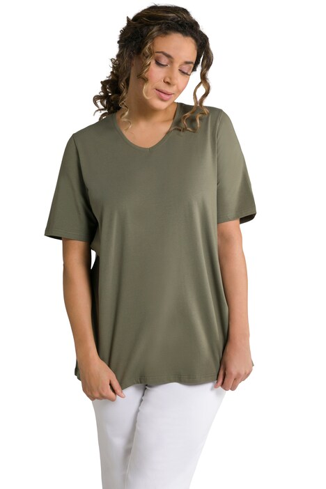 Tričko, A střih, výstřih do V, krátké rukávy