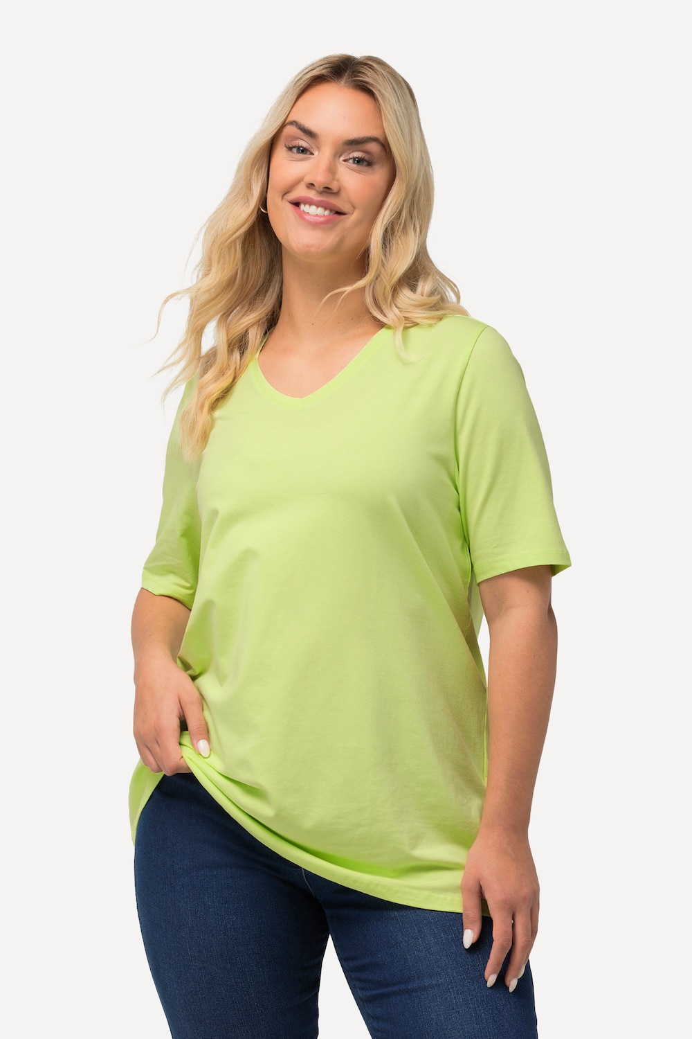 Grote Maten T-shirt, Dames, groen, Maat: 54/56, Katoen, Ulla Popken
