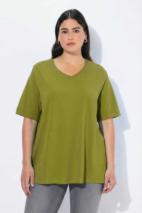 T-shirt, A-lijn, V-hals, korte mouwen