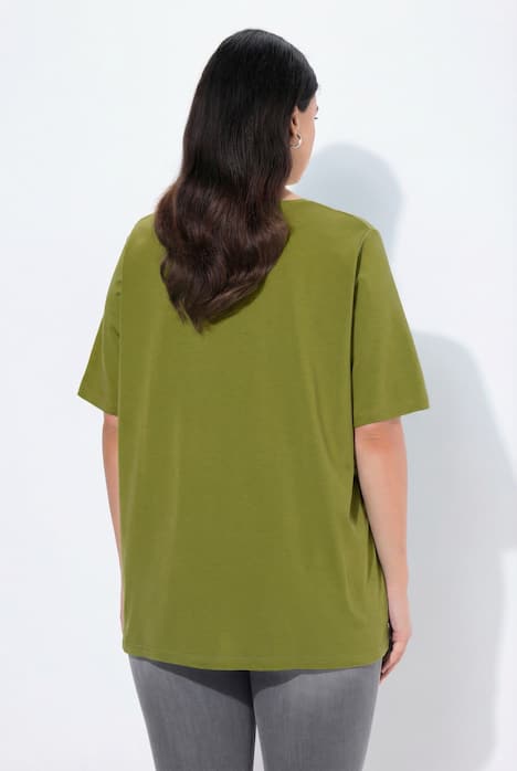 T-shirt, A-lijn, V-hals, korte mouwen