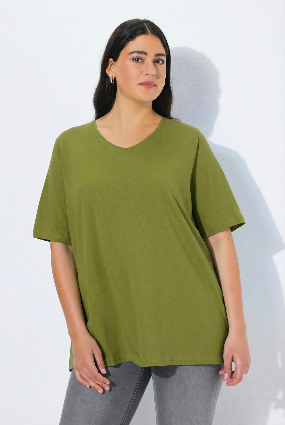 T-shirt, A-lijn, V-hals, korte mouwen