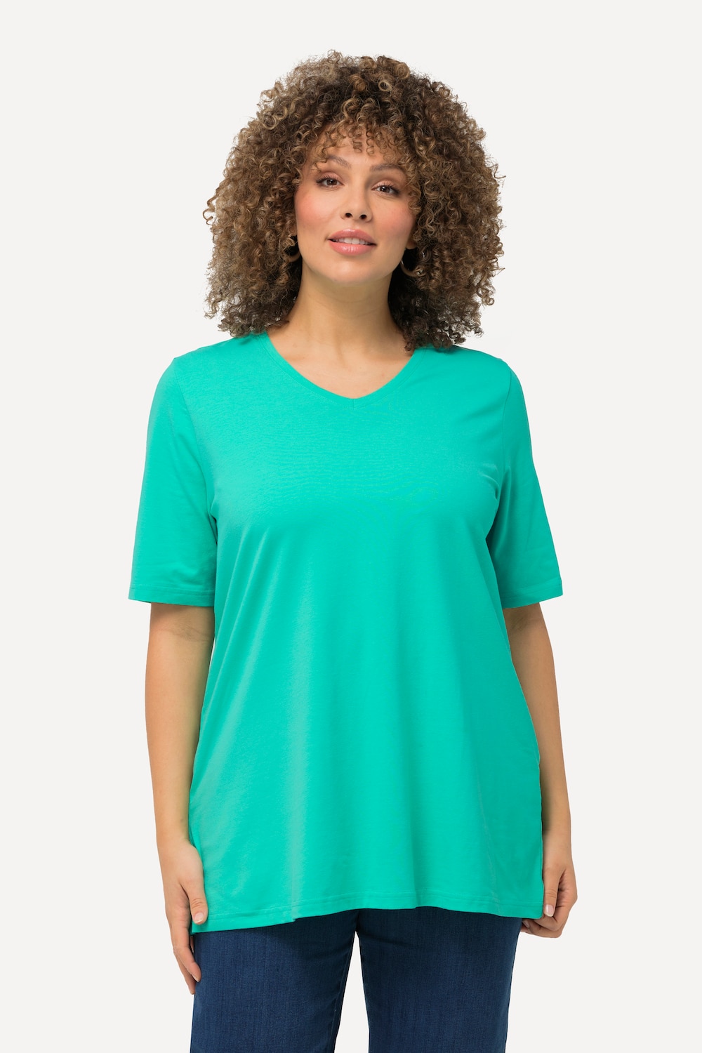 Große Größen T-Shirt, Damen, türkis, Größe: 54/56, Baumwolle, Ulla Popken