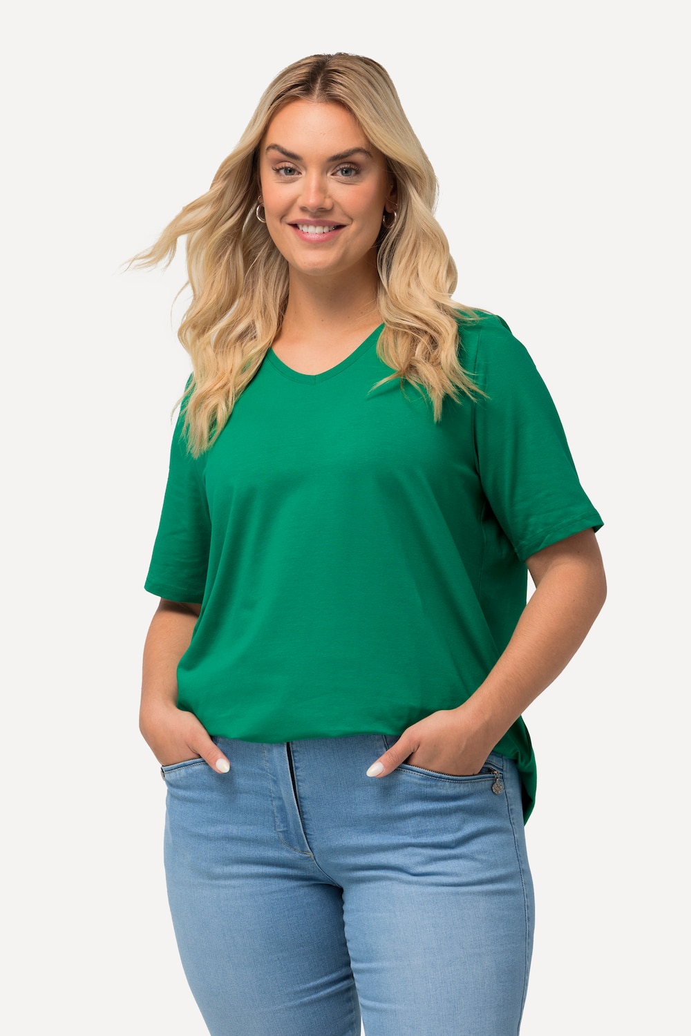 Grote Maten T-shirt, Dames, groen, Maat: 50/52, Katoen, Ulla Popken