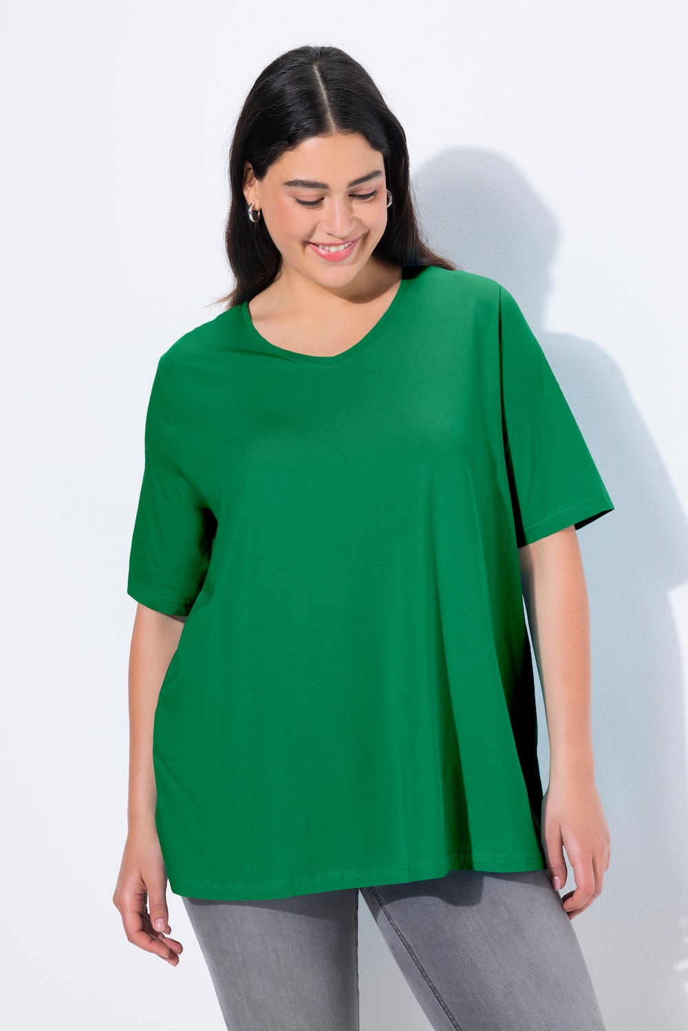 T-shirt, A-lijn, V-hals, korte mouwen