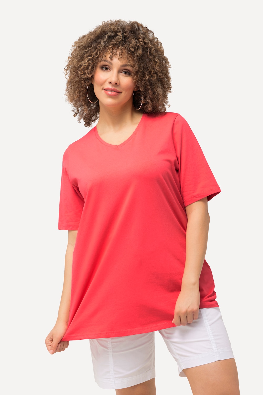 Grote Maten T-shirt, Dames, rood, Maat: 46/48, Katoen, Ulla Popken