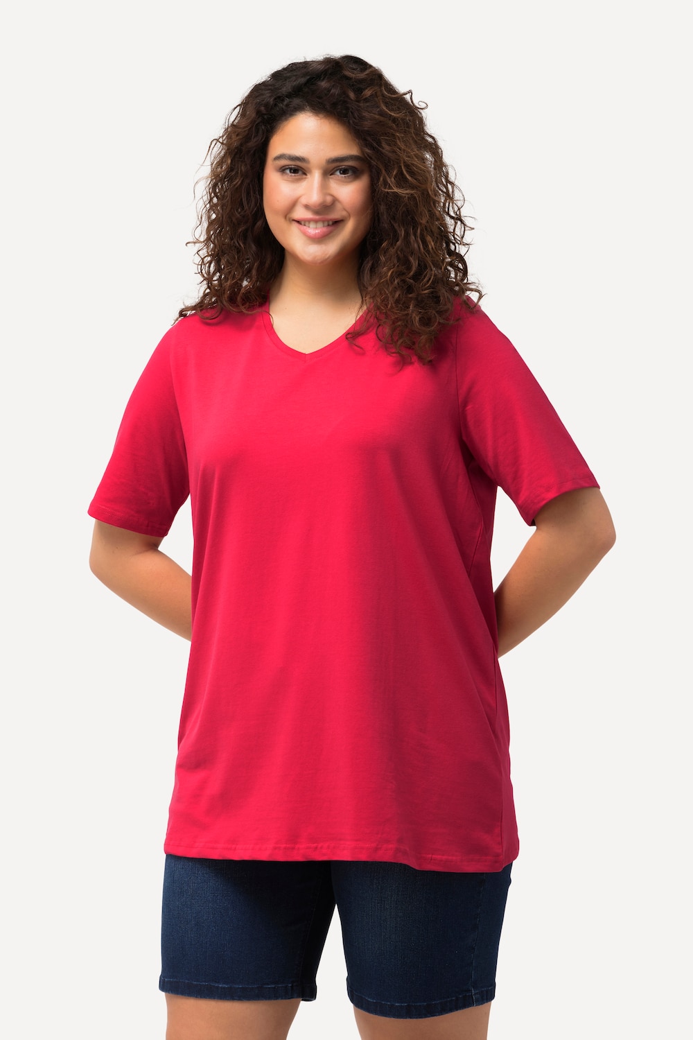 Grote Maten T-shirt, Dames, roze, Maat: 46/48, Katoen, Ulla Popken